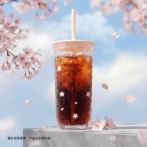 Starbucks China - Springtime Sakura Cutie 2026 - 4O. Cherry Blossom Triangle Glass Straw Cup 500ml