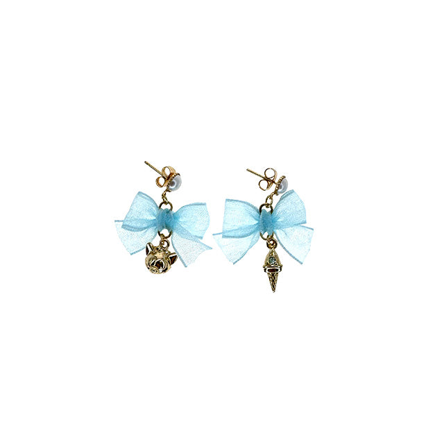 HKDL - Duffy & Friends - Gelatoni Mesh Bow Earrings