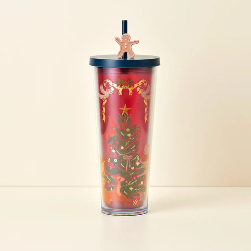 Hong Kong Starbucks - Christmas "Blissful Homecoming" 2023 x HOLIDAY TREE COLD CUP W/GINGERBREAD MAN STOPPER 24OZ