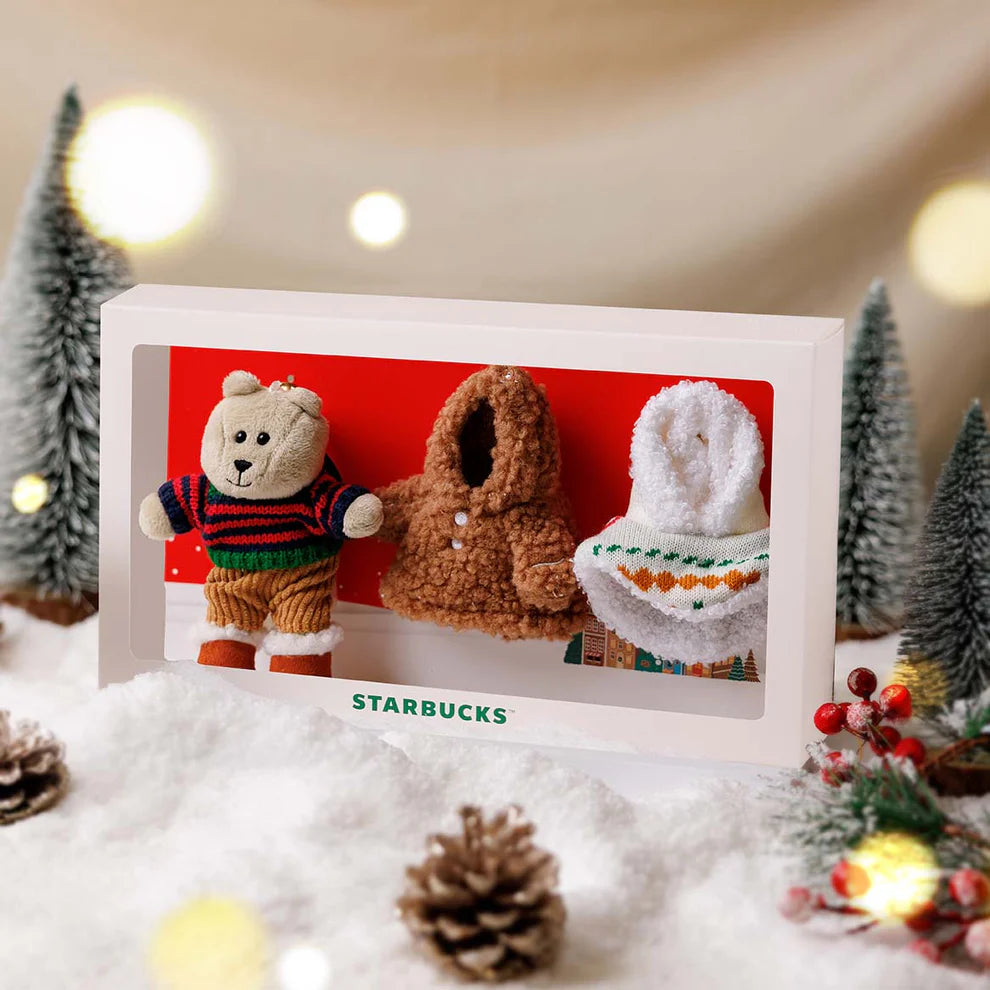 Starbucks Hong Kong - Cookie House Collection x BEARISTA BEAR PLUSH KEYCHAIN & COSTUME BOX SET