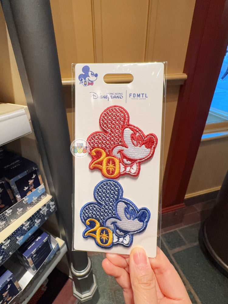 HKDL - Hong Kong Disneyland 20th Anniversary FDMTL Mickey Removeable Patches Set of 2