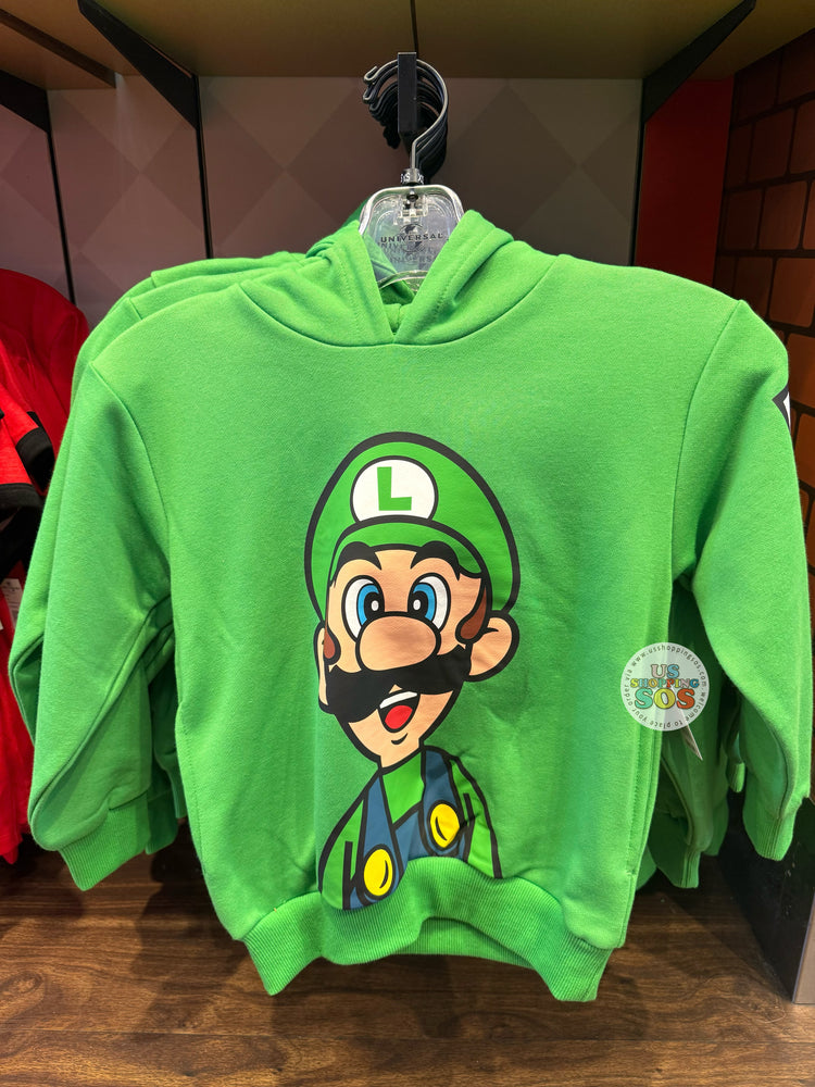 Universal Studios - Super Nintendo World - Luigi Big Face Hoodie Pullover (Youth)