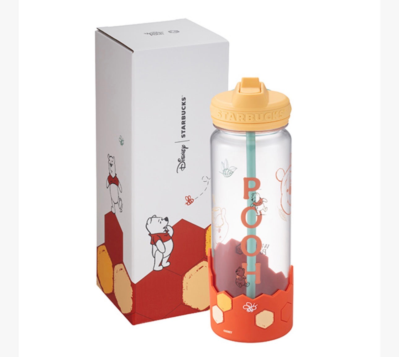 Starbucks Taiwan - 2026 Winnie the Pooh + STARBUCKS Collection x Winnie the Pooh Silicone Cover Cold Water Bottle Size 710ml (Release Date: Oct 20, 2026)