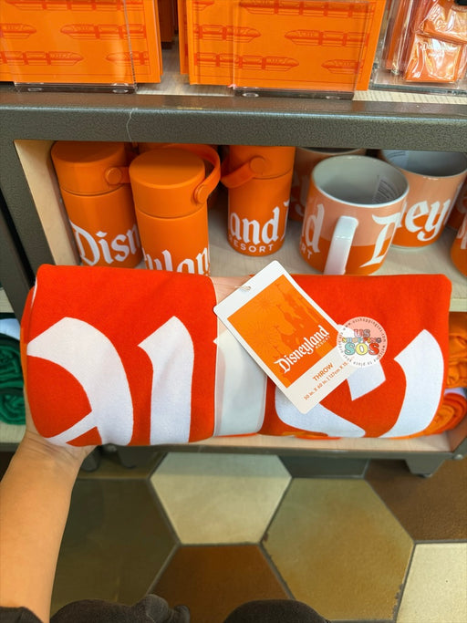 DLR/WDW - Logo Mania 2026 Park Hopper - Bright Orange Park Logo Blanket Throw 50” x 60”