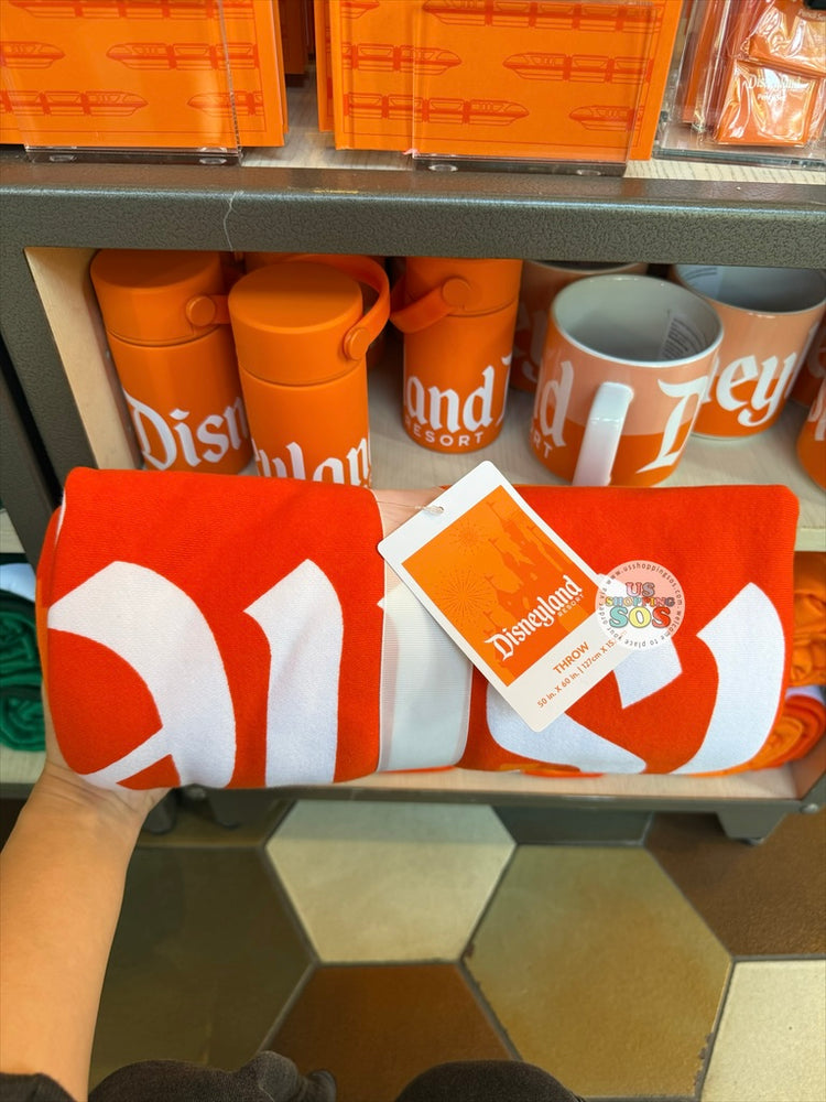 DLR/WDW - Logo Mania 2026 Park Hopper - Bright Orange Park Logo Blanket Throw 50” x 60”