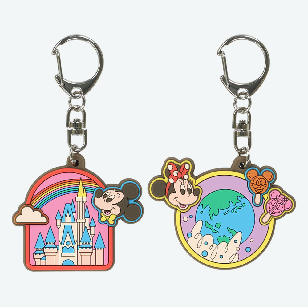 TDR - Tokyo Disney Resort "Park Map Motif" Pastel Color Collection - Mickey & Minnie Mouse Keychains Set of 2 (Release Date: Dec 11, 2025)