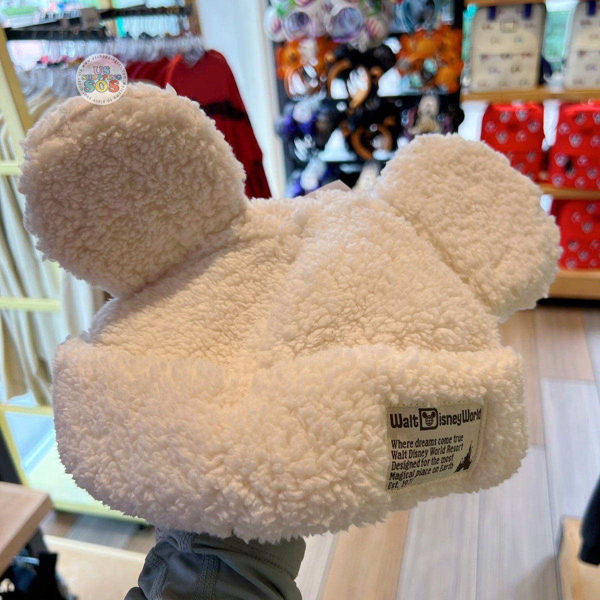 WDW Walt Disney World Fleece Beanie Color: White — USShoppingSOS