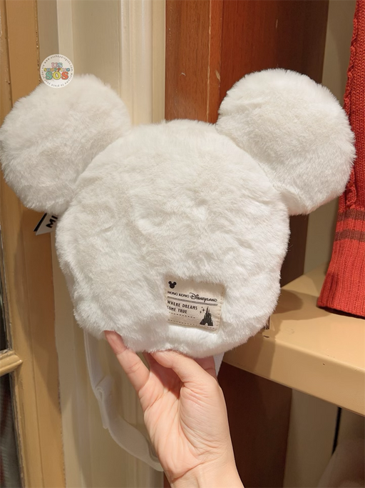 HKDL - Fluffy and Fluffy! Mickey Mouse Head Shaped Shoulder Bag (Color: White)