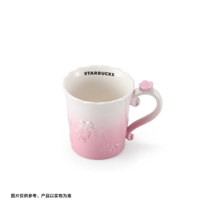 Starbucks China - Twilight Sakura 2026 - 25O. Cherry Blossom Embossed Ceramic Mug 340ml