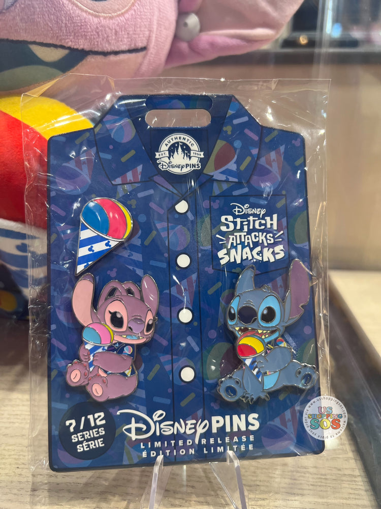 DLR/WDW - Stitch Attacks Snacks Limited Released Disney Pin Set - 7/12 Shaved Ice 🍧