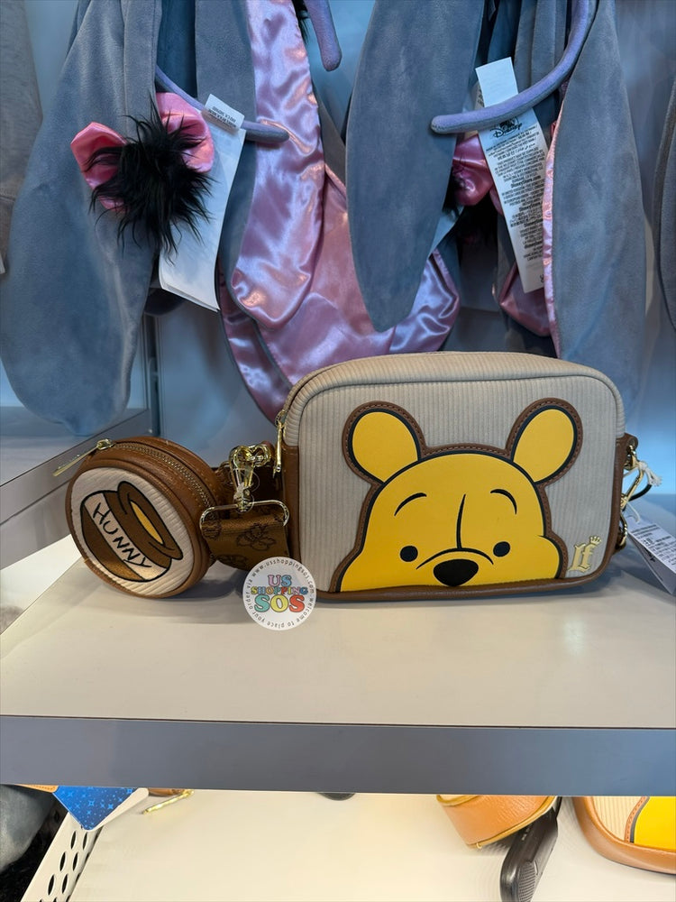 DLR/WDW - Loungefly Winnie the Pooh Taupe/Brown Crossbody Bag with Coin Pouch