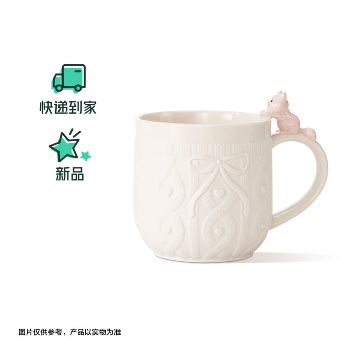 Starbucks China - Valentine’s Pink Kitty 2024 - 16O. Woolen Yard Ribbon Kitty Ceramic Mug 355ml