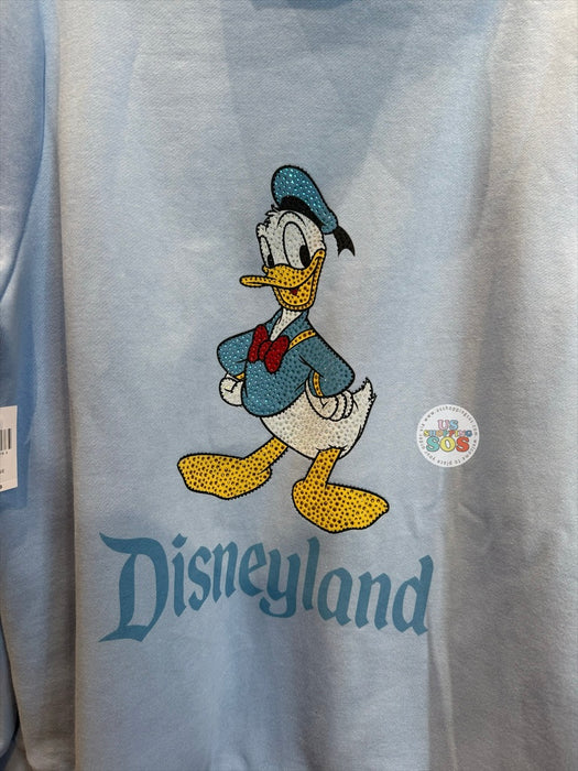DLR/WDW - Donald Duck Rhinestone Park Logo Light Blue Hoodie Jacket (Adult)