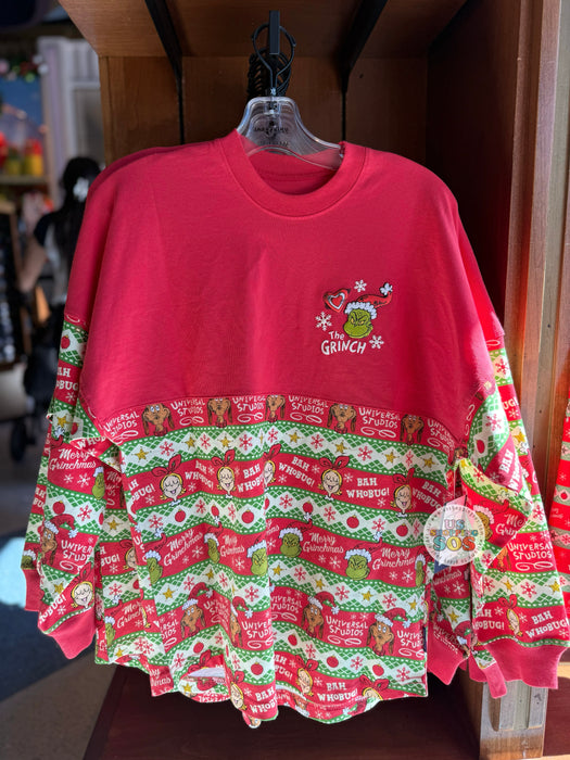 Universal Studios - Christmas 2025 - The Grinch Spirit Jersey “Merry Grinchmas” Red Pullover (Adult)
