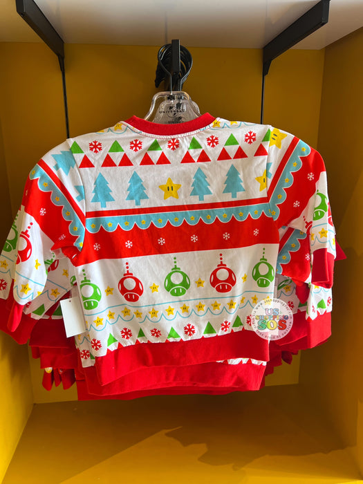 Universal Studios - Super Nintendo World Christmas 2024 - Mario Snowman Multi-Color Crew Neck Pullover (Youth)