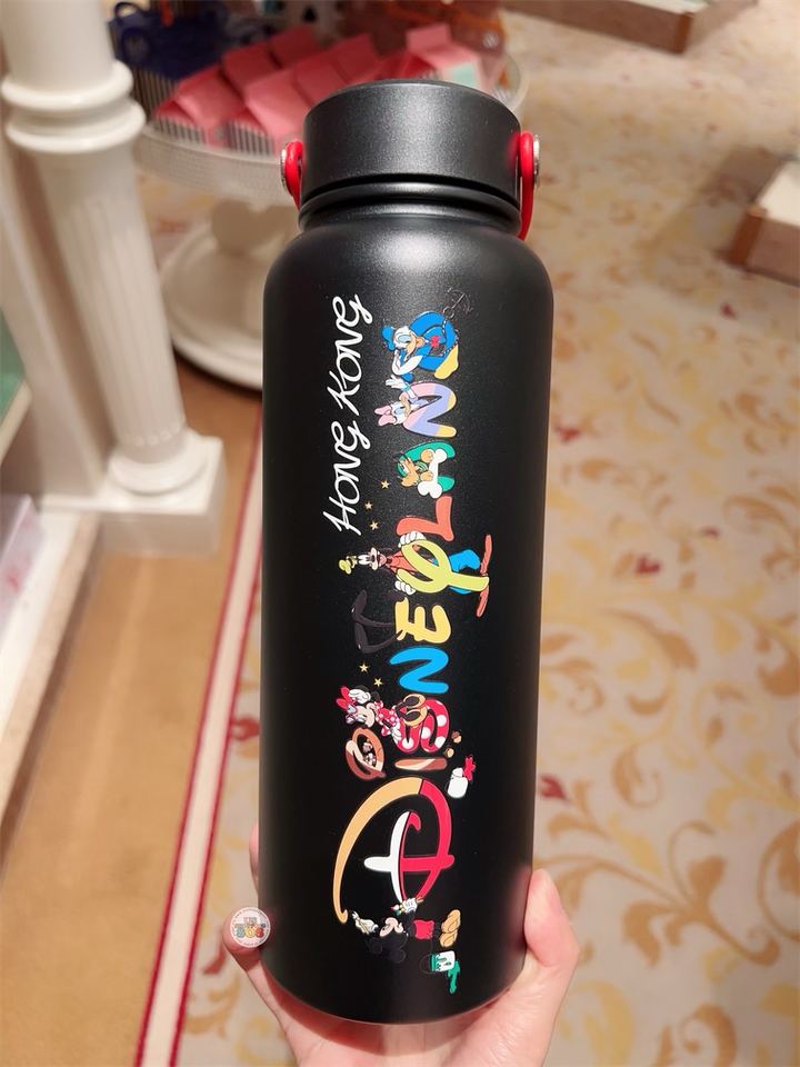 HKDL - Mickey & Friends "Hong Kong Disneyland" Stainless Steel Bottle (Color: Black)