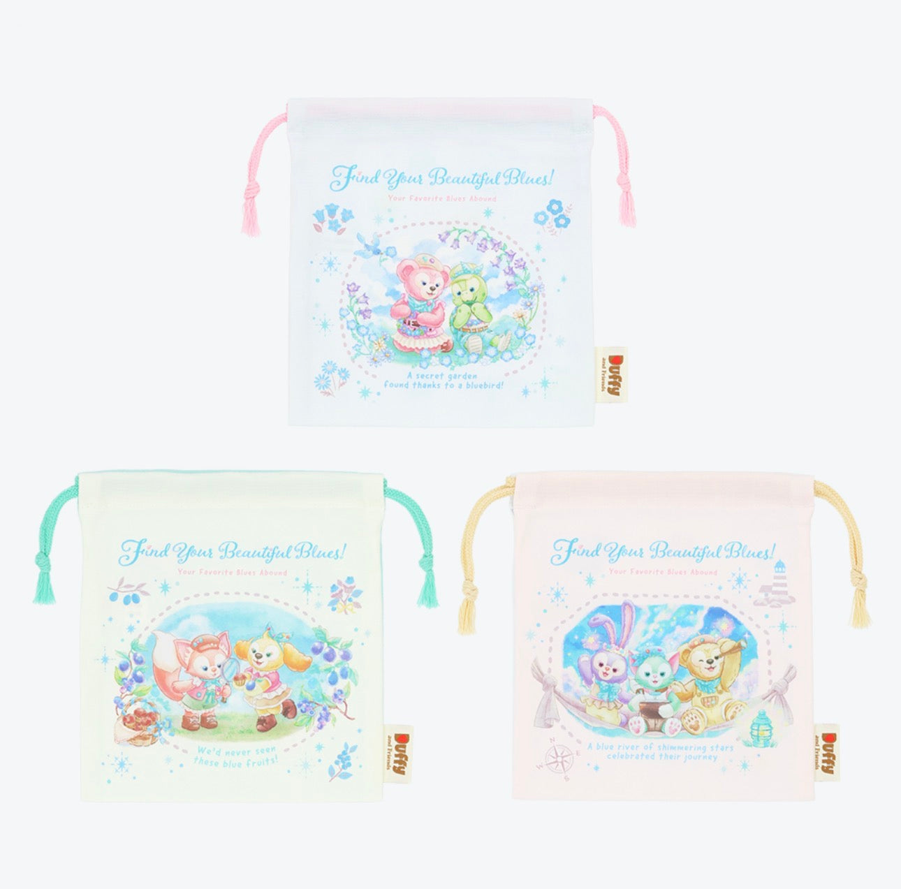 TDR - 2026 Duffy & Friends "Find Your Beautiful Blues" Series #2 Collection x Drawstring Bag Set of 3 (Release Date: Jul 7, 2026)