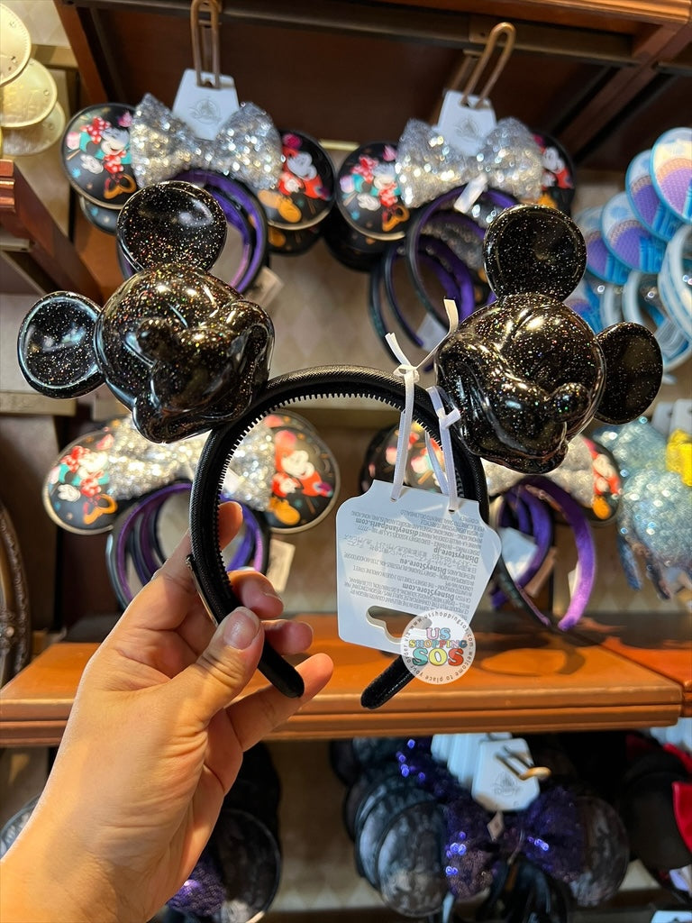 Loungefly Iridescent Black Disney Headband with Logo Plaque Disney Parks 2026 Glitter Mickey Head Loungefly Ears  main image 3