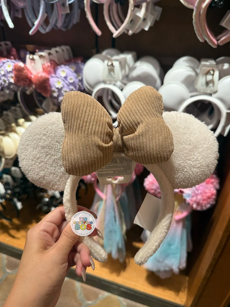 DLR/WDW -  Minnie Latte Bow Fluffy White Ear Headband