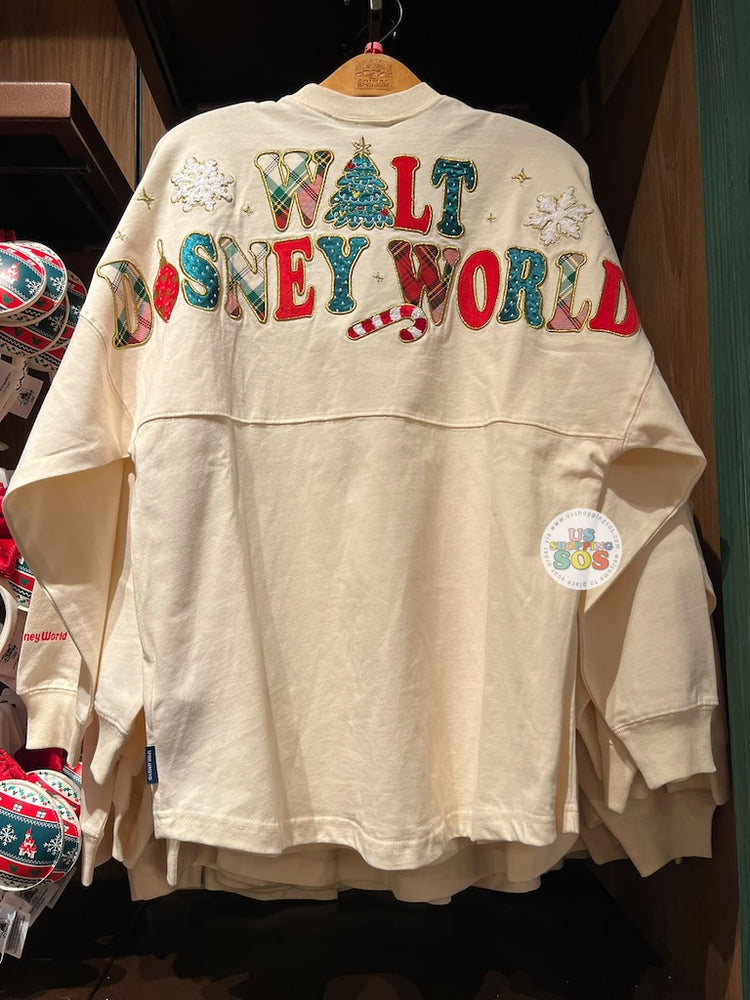 DLR/WDW - Christmas 2026 - Spirit Jersey Park Logo Holiday Plaid Snow Cream Pullover (Adult)
