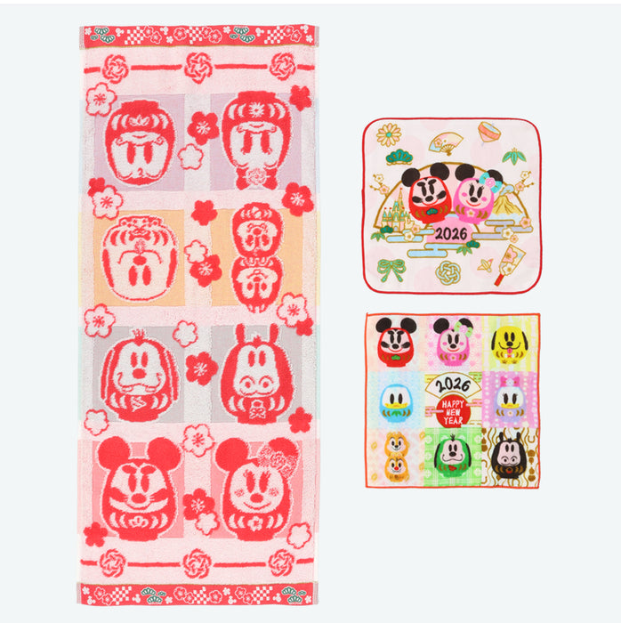 TDR - 2026 Happy New Year Mickey & Friends Collection x Mickey & Friends "Daruma" Face & Mini Imabari Towels Box Set of 3 (Release Date: Dec 1, 2025)