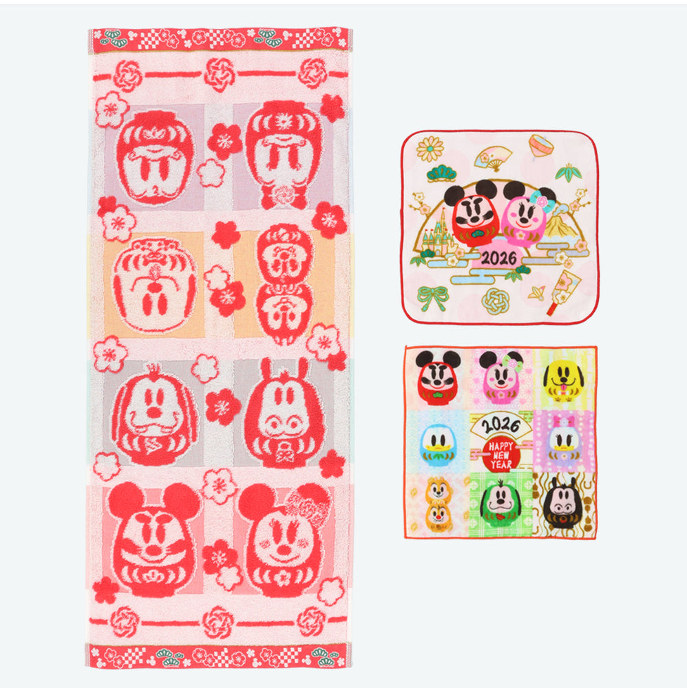 TDR - 2026 Happy New Year Mickey & Friends Collection x Mickey & Friends "Daruma" Face & Mini Imabari Towels Box Set of 3 (Release Date: Dec 1, 2025)