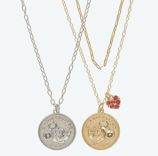 TDR - Mickey & Minnie Mouse Coins Shaped Design Necklace Set (Release Date: April 18)