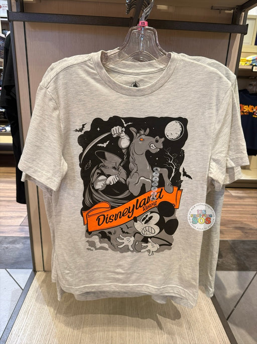 DLR/WDW - Halloween 2026 - Mickey & The Headless Horseman Park Logo Light Grey Graphic Tee (Adult)