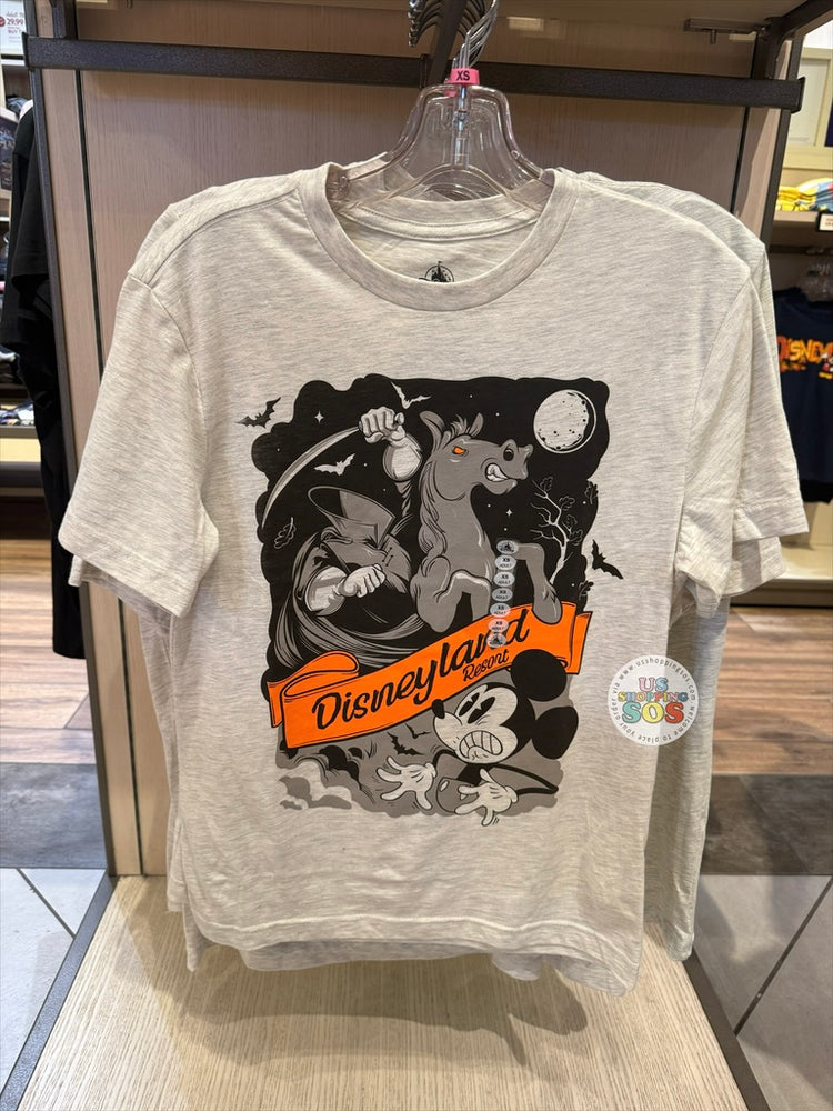 DLR/WDW - Halloween 2026 - Mickey & The Headless Horseman Park Logo Light Grey Graphic Tee (Adult)