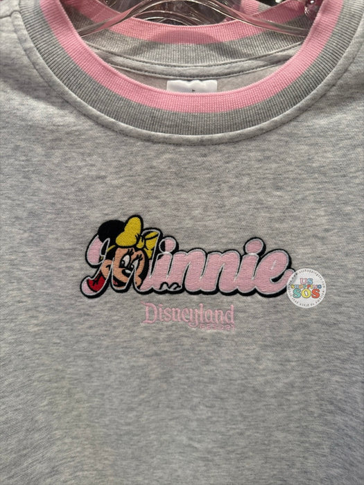 DLR/WDW - Minnie Park Logo Contrast Band Heather Grey/Pink Pullover (Adult)