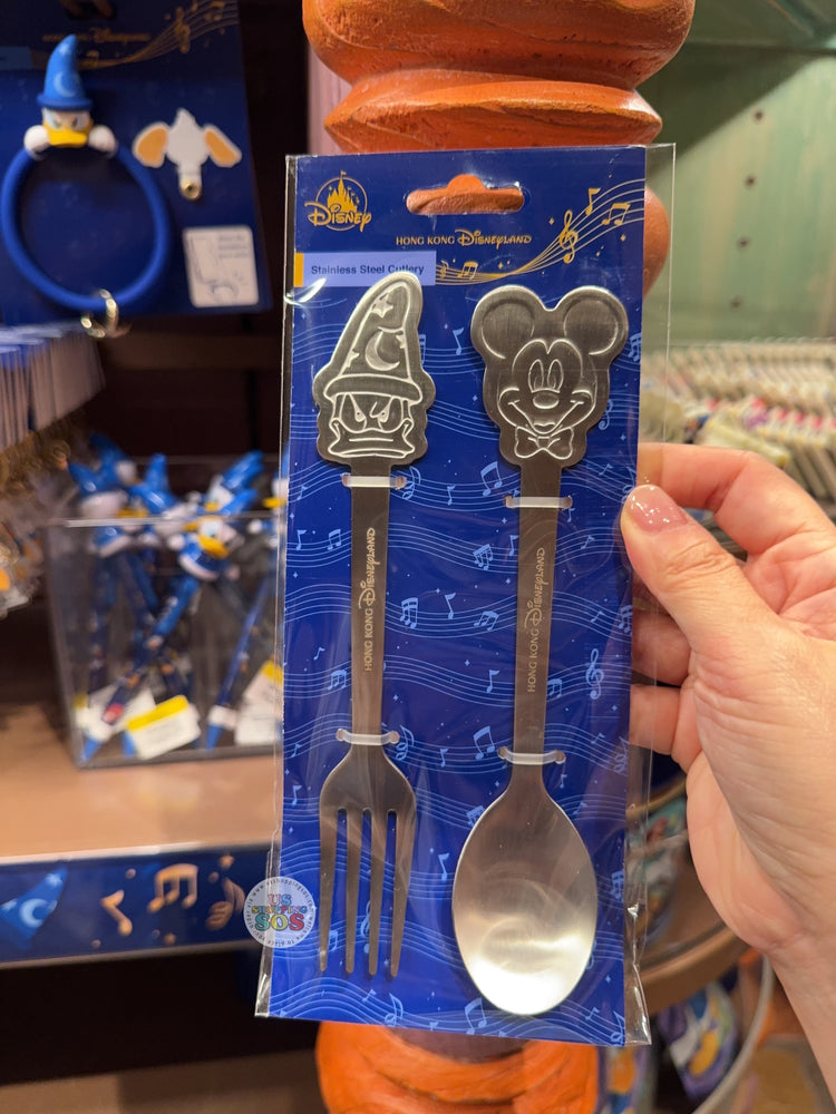 HKDL -  Mickey’s PhilharMagic Mickey Mouse & Donald Duck Sorcerer Stainless Steel Fork & Spoon Set of 2