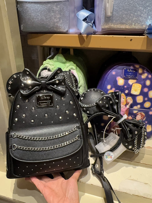 HKDL - 2026 Minnie Mouse Studs & Chain Loungefly Bow & Ear Headband