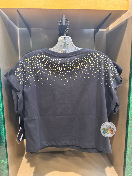 Universal Studios - Wicked - Logo Rhinestone Hotfix Black Top (Adult)