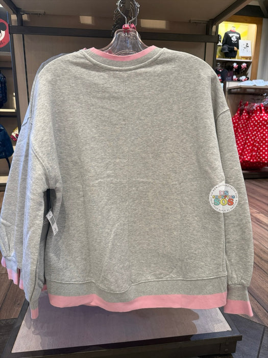 DLR/WDW - Minnie Park Logo Contrast Band Heather Grey/Pink Pullover (Adult)
