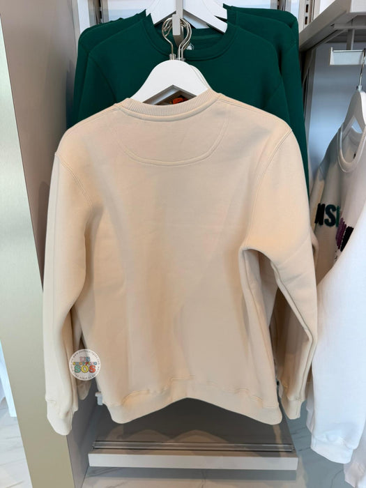 DLP - “Paris Disneyland” Letters Embroidered Pullover Sweatshirt Color: Beige (Adults)