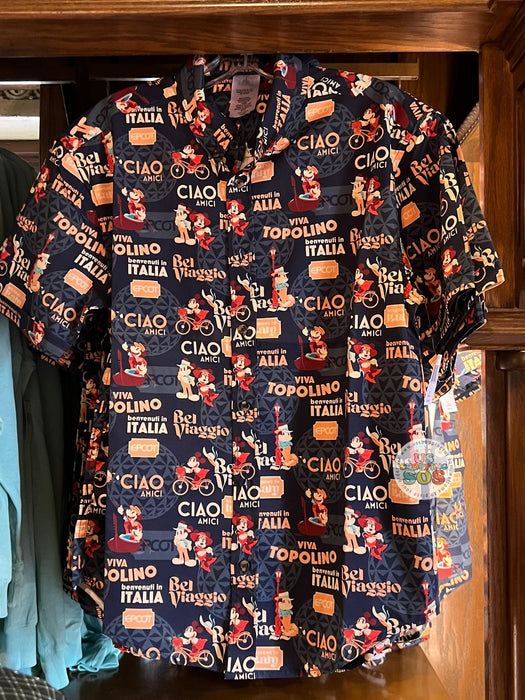 WDW - Epcot World Showcase Italy - Mickey & Minnie Dark Blue Button-Up Shirt (Adult)