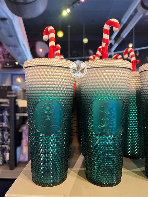 DLR - Christmas 2023 - Starbucks Mickey “Disneyland Resort” Green & Matte White Ombré Studded Cold Cup