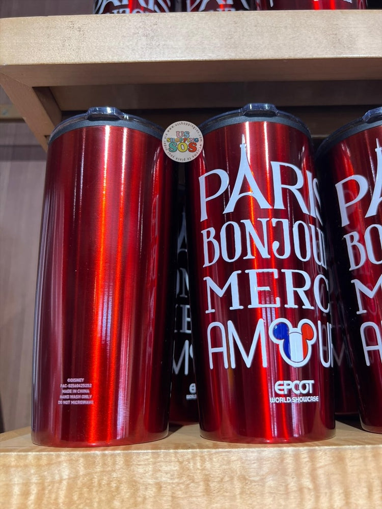 WDW - Epcot World Showcase France 🇫🇷 - Mickey & Minnie Red Beret 2026 - Paris, Bonjour, Merci, Amour Red Tumbler