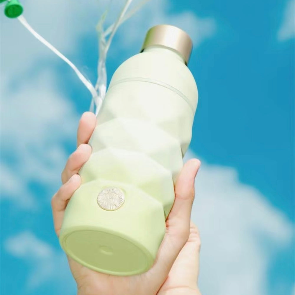 Starbucks China - Summer Fresh Green 2023 - 8. Ombré Diamond Embossed Stainless Steel Water Bottle