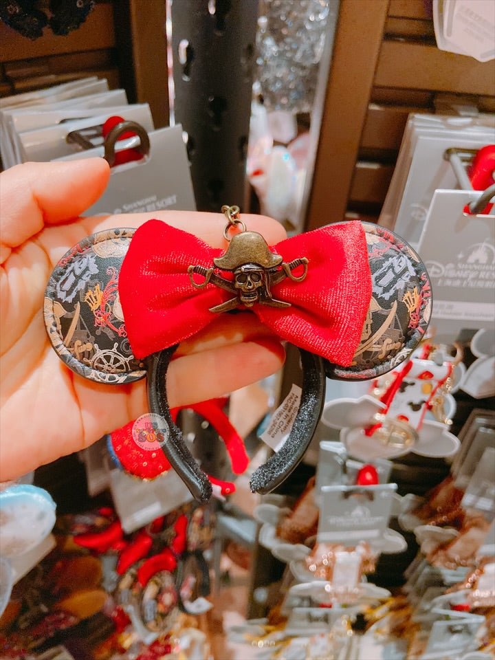 SHDL - Minnie Mouse All Over Print Pirates of the Caribbean Red Ribbon Ear Headband x Keychain