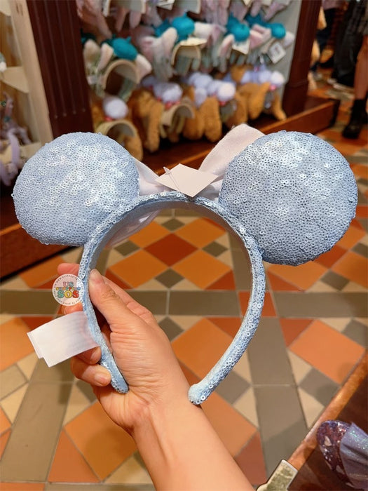 HKDL - Minnie Heart Embroidered Sequin Ear Headband - Baby Blue