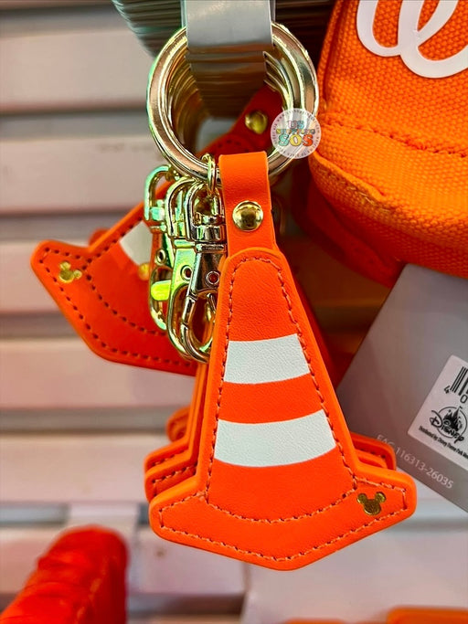 DLR/WDW - Logo Mania 2026 Park Hopper - Bright Orange Traffic Cone Icon Imitation Leather Keychain