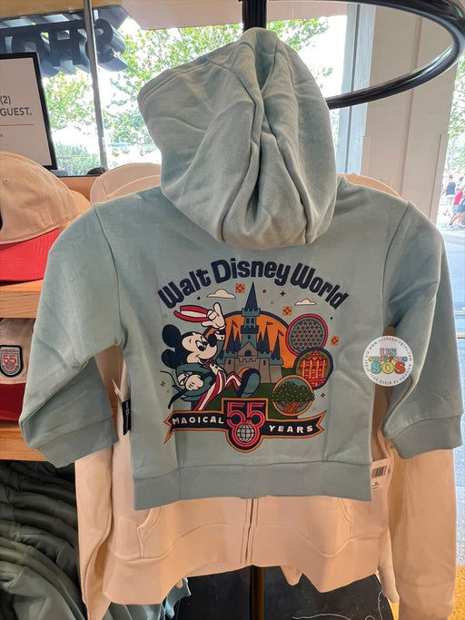 WDW - Walt Disney World 55th Anniversary - Mickey and Park-Icon Light Blue Zip Hoodie Jacket (Kid)