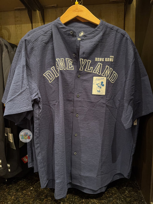 HKDL - Mickey Mouse "Hong Kong Disneyland EST. 2005" Indigo Button Up Shirt Color: Navy (Adults)