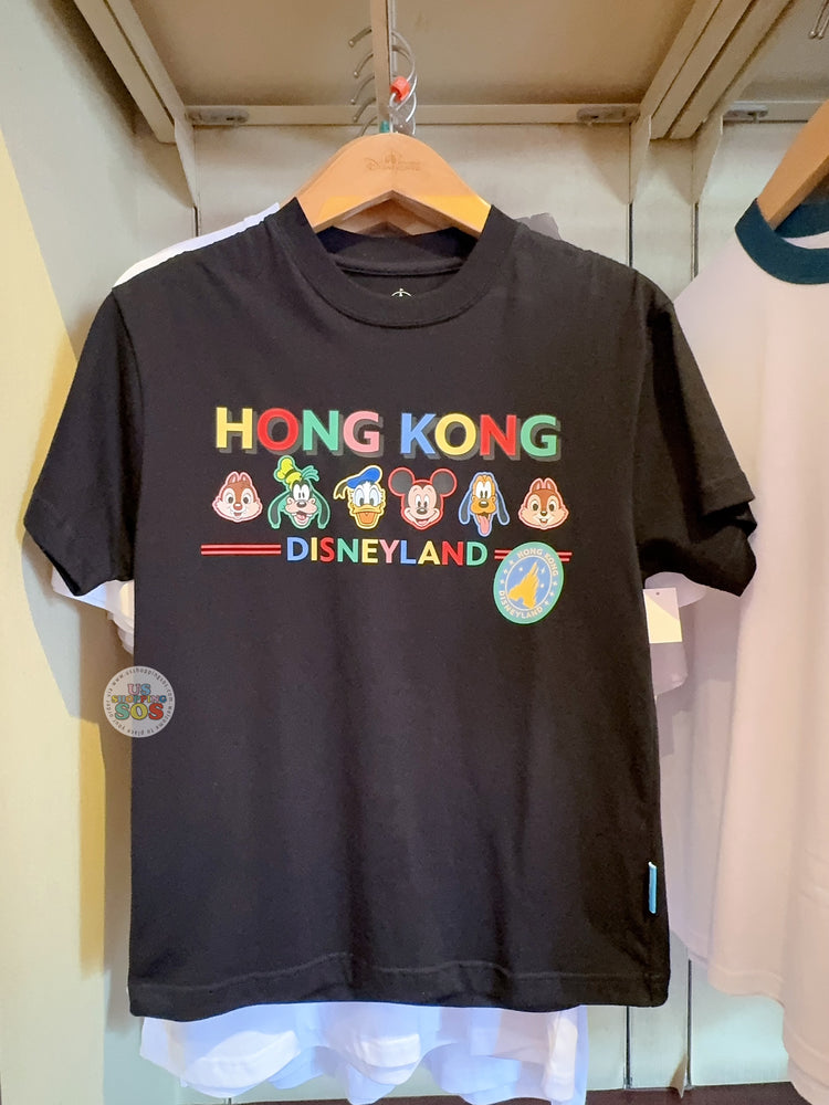 HKDL - Mickey & Friends "Hong Kong Disneyland" Colorful Wordings T Shirt for Adults Color: Black