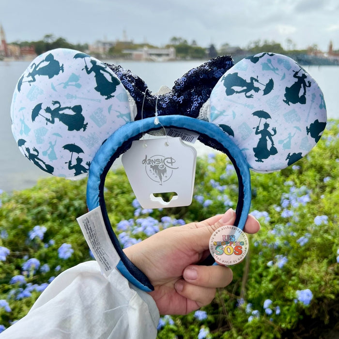 WDW - Epcot World Showcase UK - Mary Poppins Sequin Bow Ear Headband
