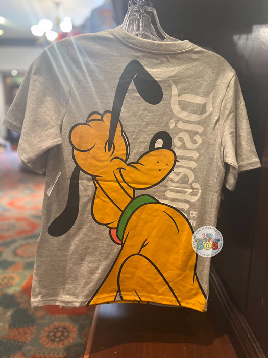 DLR/WDW - Classic Mickey & Friends - Pluto Double-Sided Grey Graphic T-shirt (Youth)