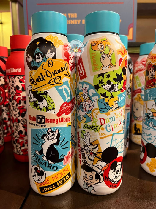 DLR/WDW - Disney Vintage Collage Stainless Steel Bottle
