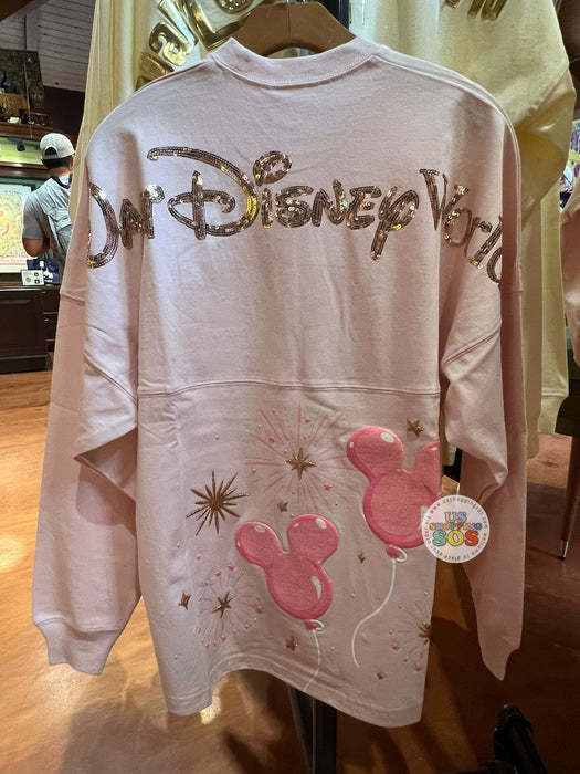 DLR/WDW Spirit Jersey Mickey Balloon Gold Sequie Pink Pullover (Adult)