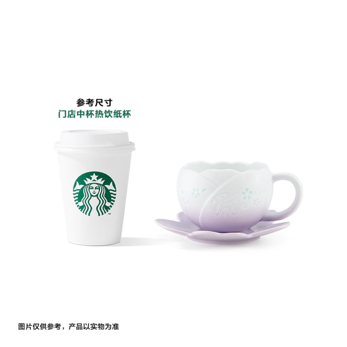 Starbucks China - Twilight Sakura 2026 - 3S. Cherry Blossom Jingdezhen Linglong Craft Porcelain Mug & Saucer Set 320ml